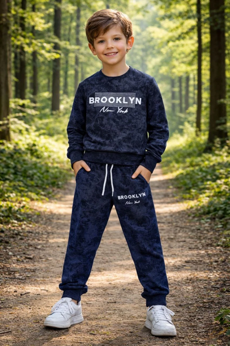 BROOKLYN KABARTMA BASKI FIRÇALI YAĞLI DESEN EŞOFMAN TAKIM