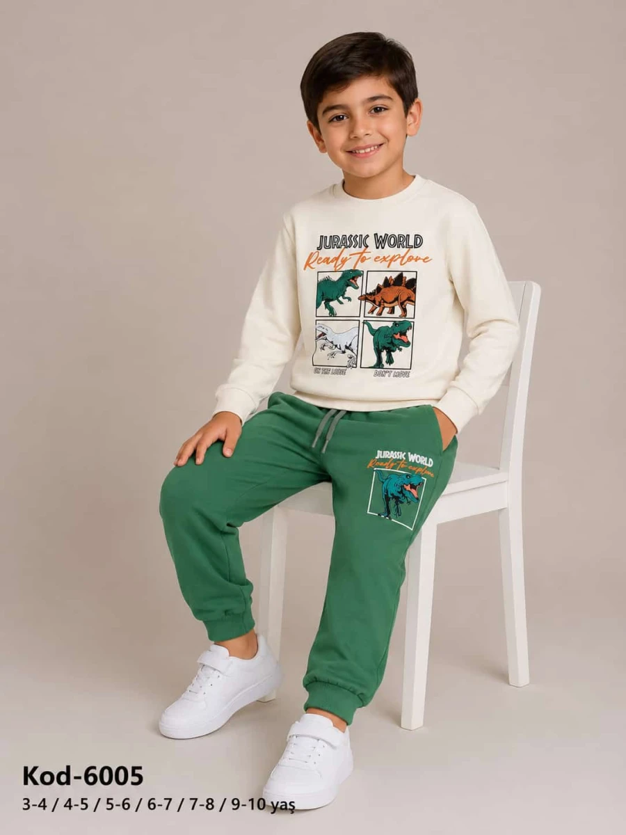 JURASSIC WORLD BASKILI 2 İPLİK ERKEK EŞOFMAN TAKIM