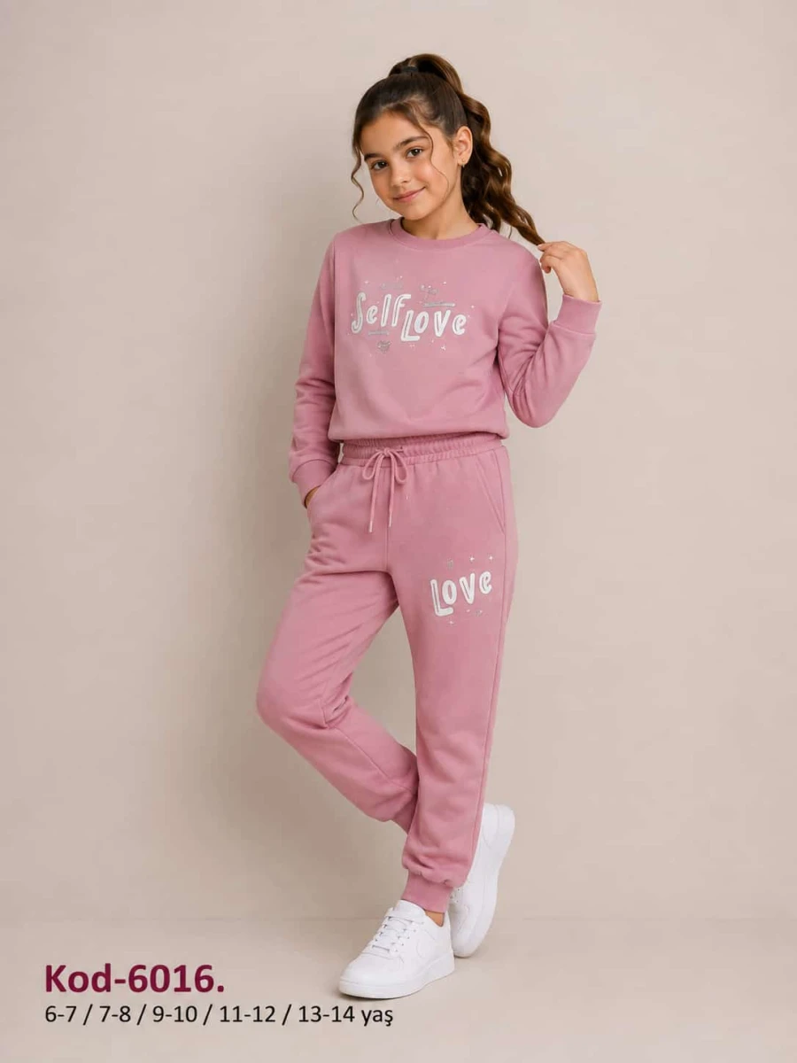 SELF LOVE SÜZÜNE NAKIŞLI 2 İPLİK KIZ EŞOFMAN TAKIM