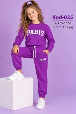 PARİS KABARTMA BASKILI 3 İPLİK KIZ TAKIM